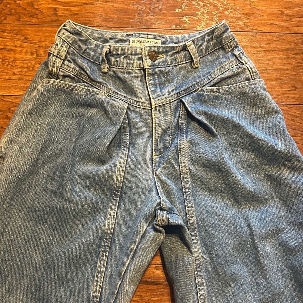 Rare Vintage Guess Jean Sz 28 Med Wash High Rise Tapered Leg Jeans USA - Picture 3 of 10